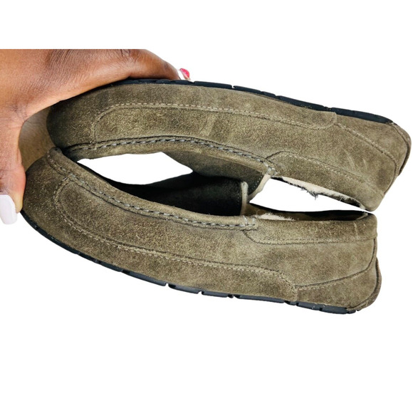 Ugg Mens Ascot Suede Shearling Slip On Burnt Olive Slippers Comfort Shoes US 10 - Picture 3 of 7